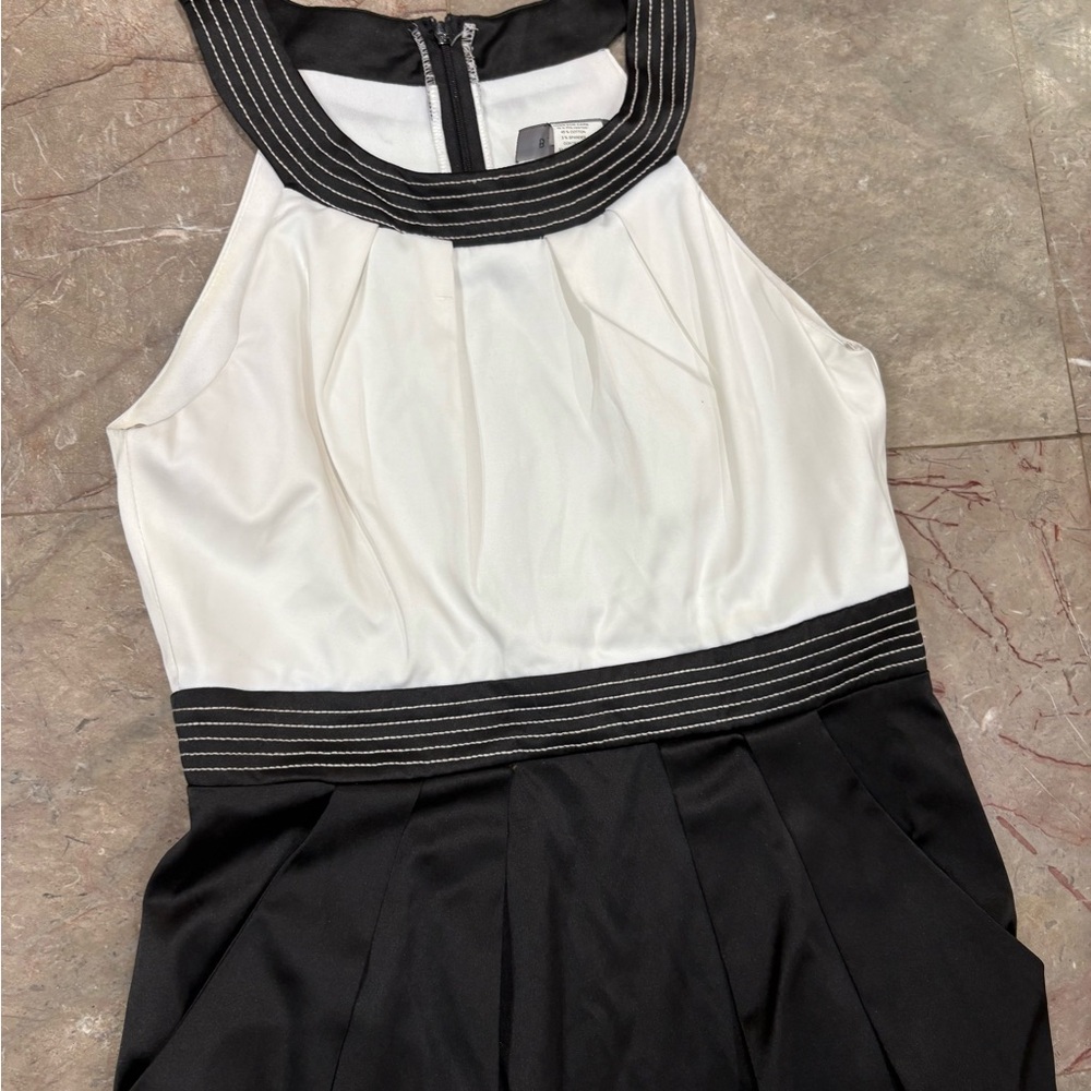 B Darlin Black and White Pleated Dress